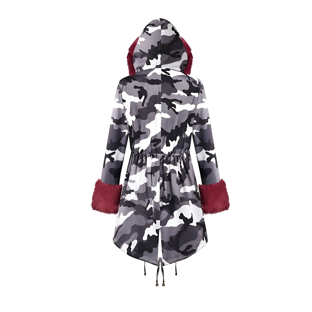 Parka Femme Fourrure Capuche Camo

