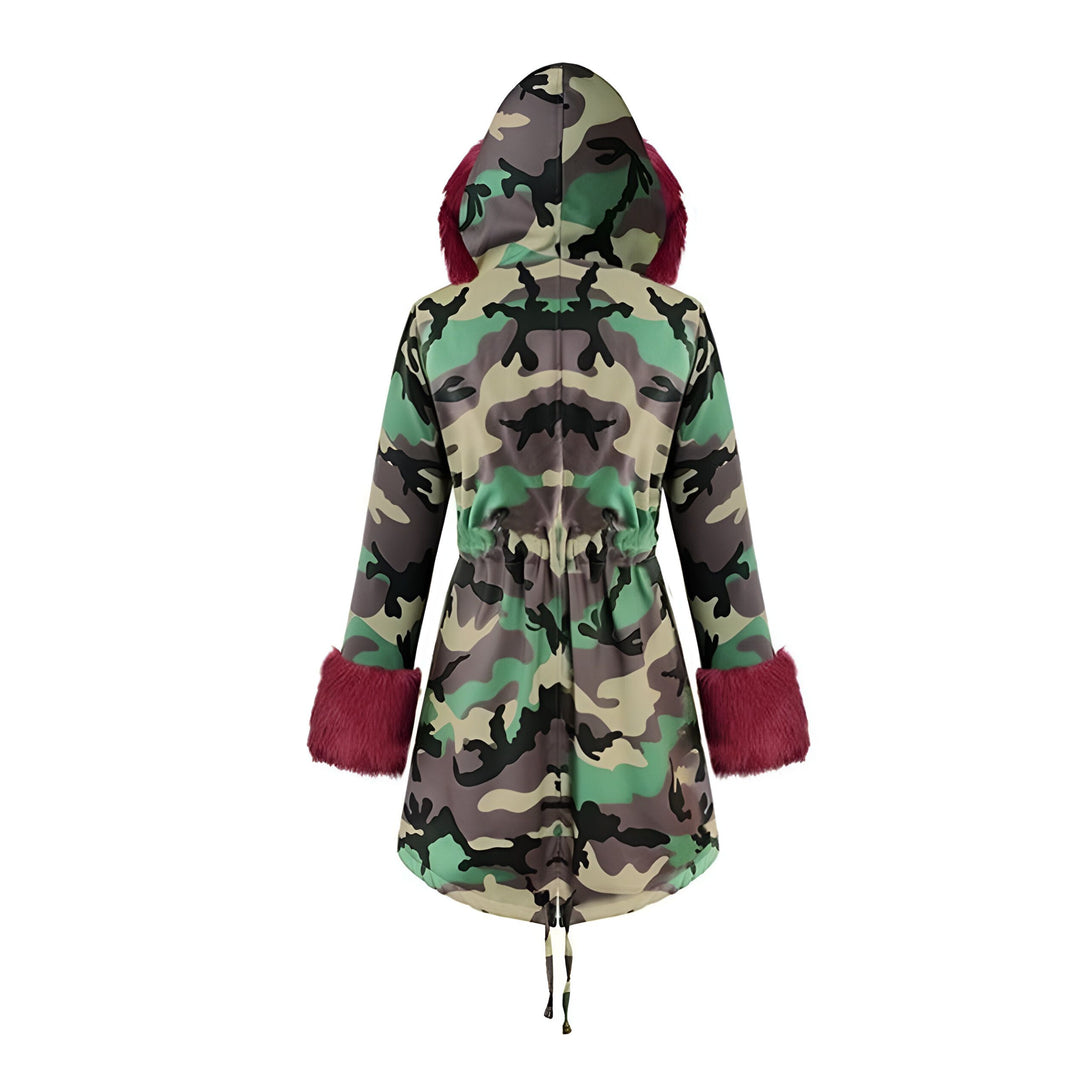 Parka Femme Fourrure Capuche Camo
