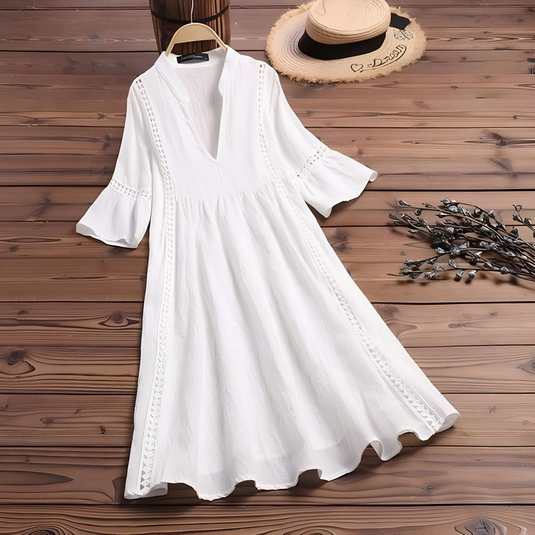 Robe Bohème Coton Été Manches Courtes
