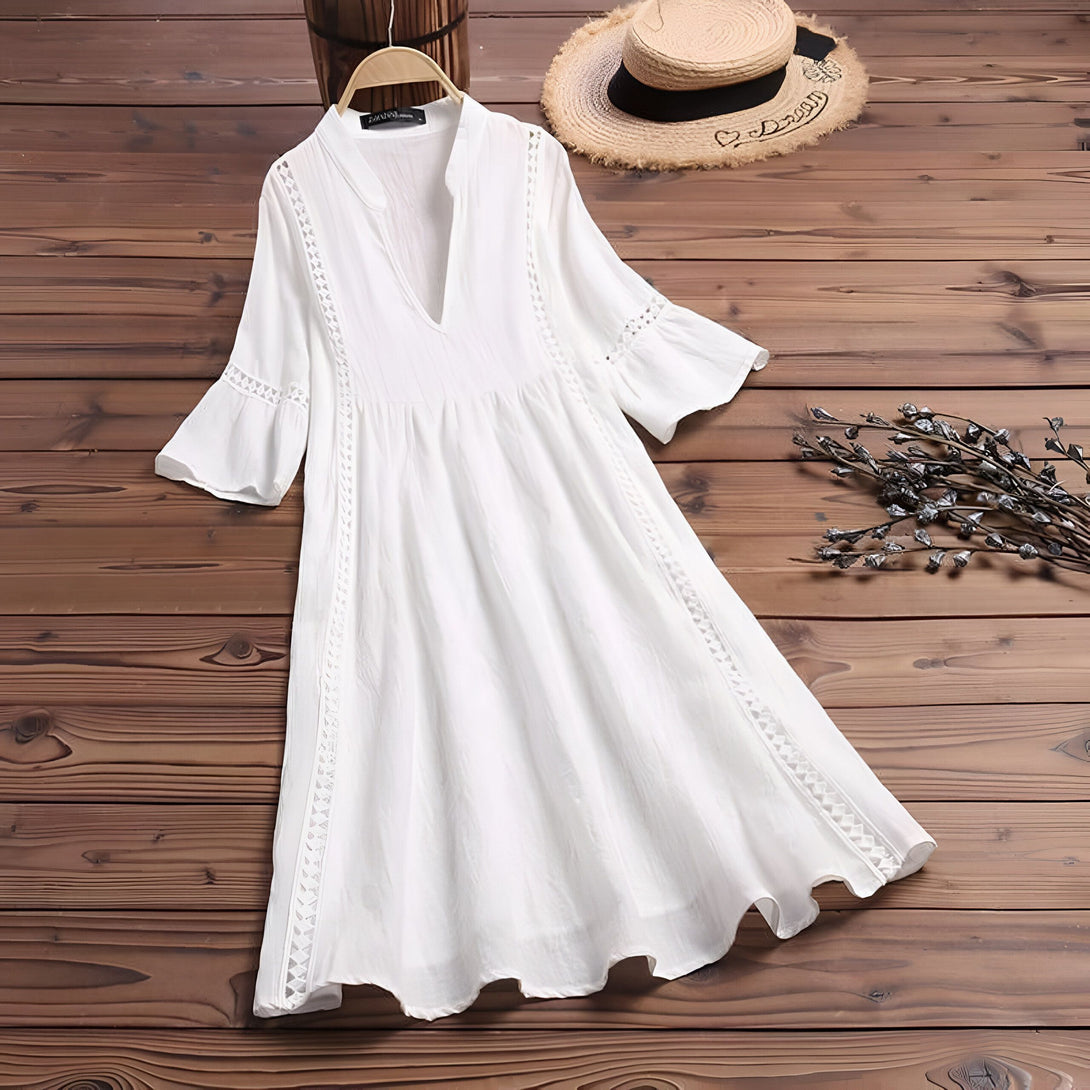 Robe Bohème Coton Été Manches Courtes
