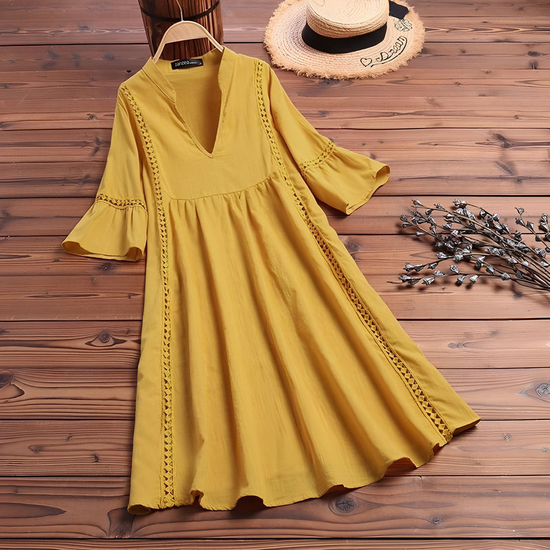 Robe Bohème Coton Été Manches Courtes
