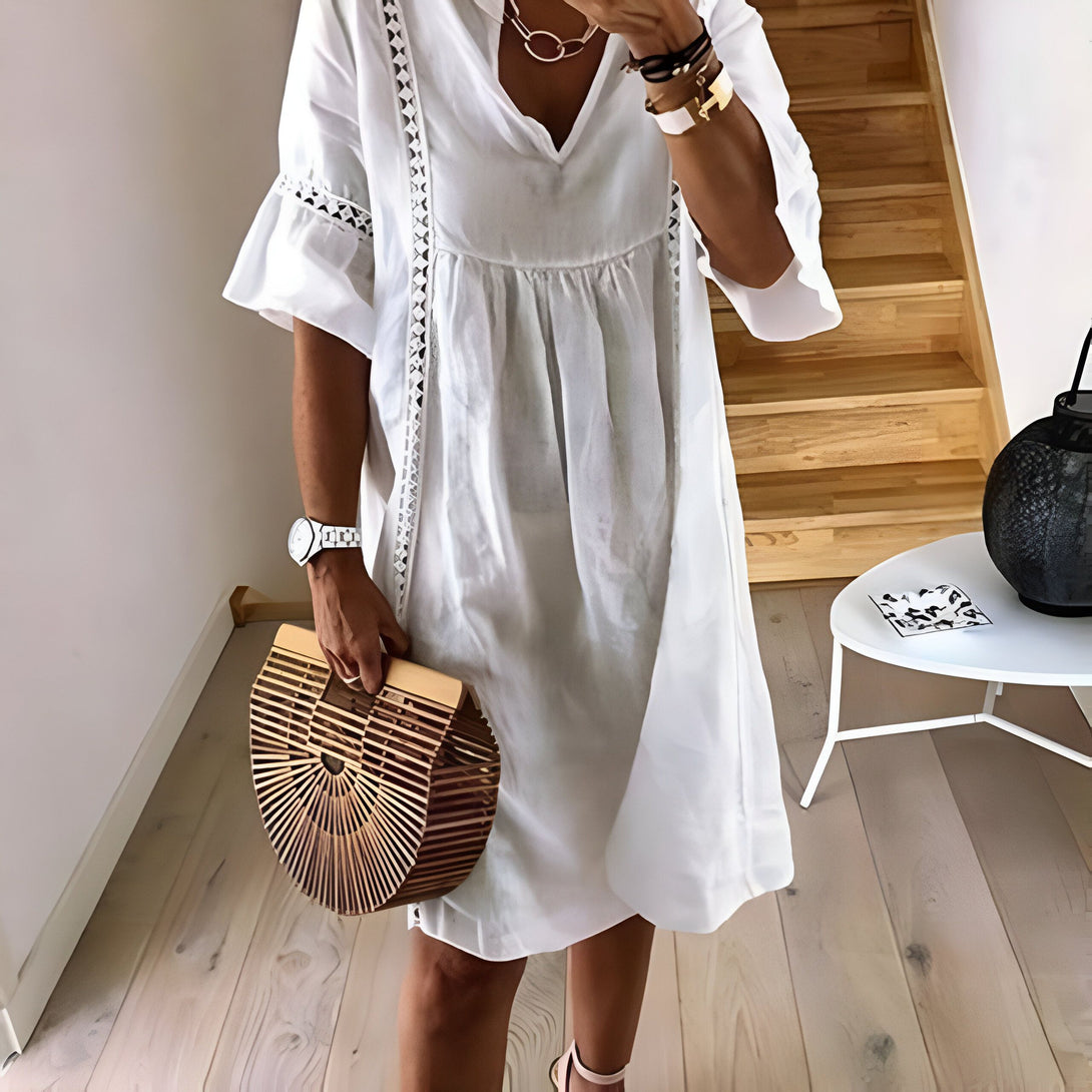 Robe Bohème Coton Été Manches Courtes
