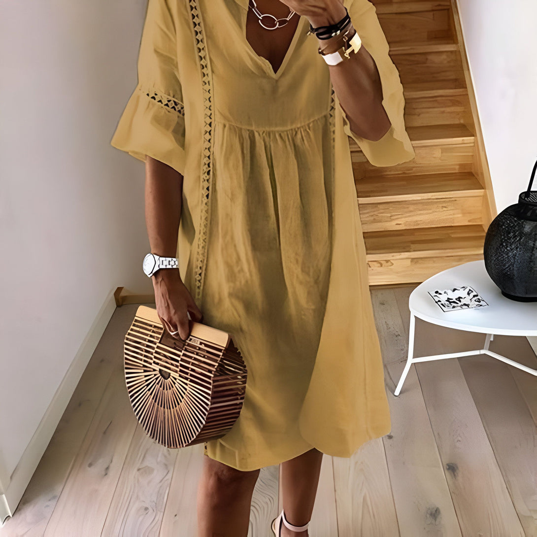 Robe Bohème Coton Été Manches Courtes
