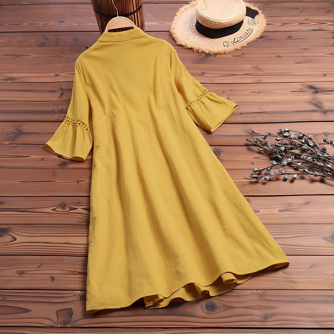 Robe Bohème Coton Été Manches Courtes
