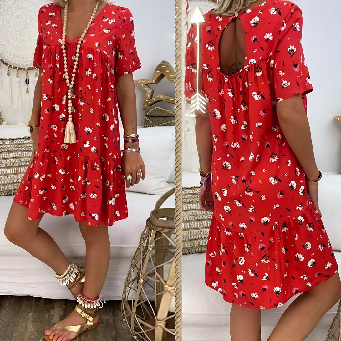 Robe d'été florale rouge
