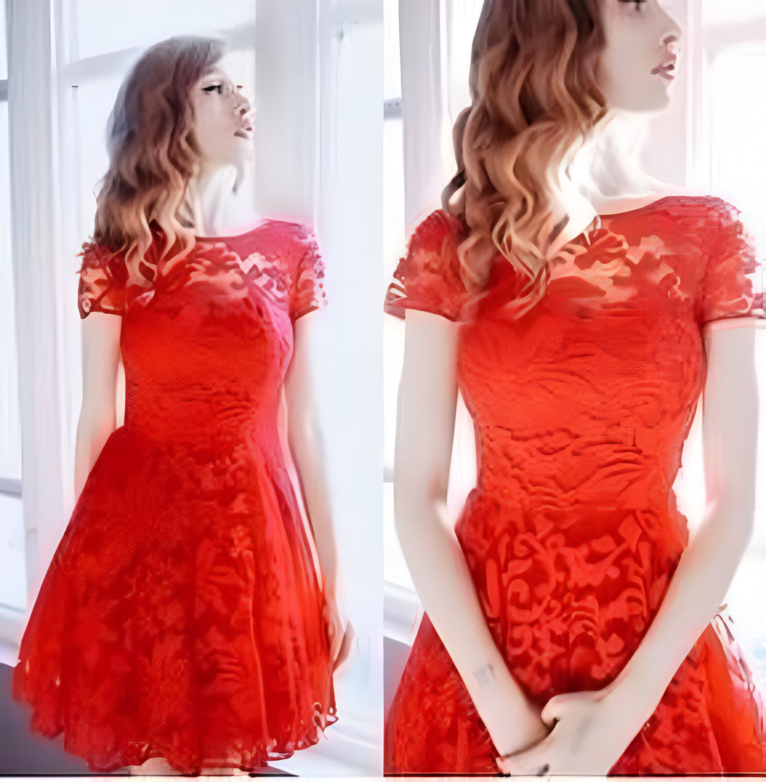 Robe dentelle femme courte élégante
