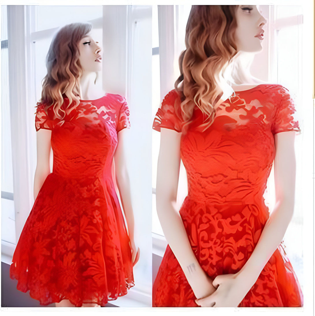 Robe dentelle femme courte élégante
