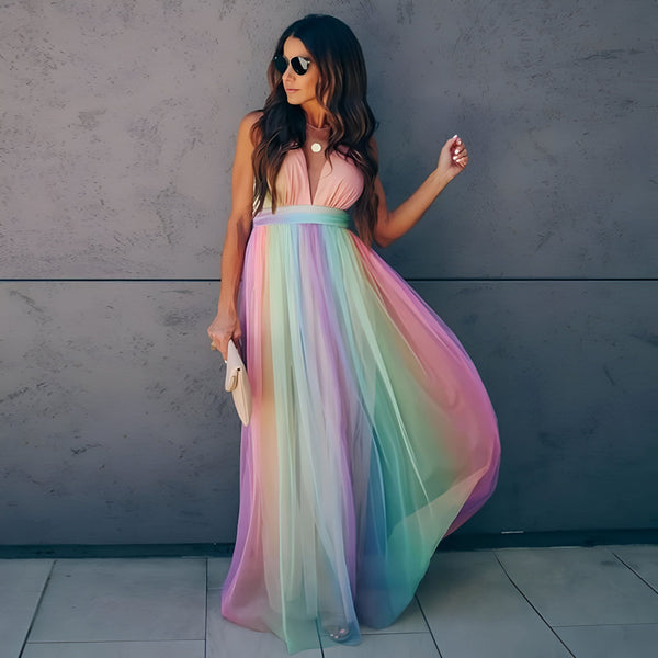 Robe Longue Arc-en-ciel Femme
