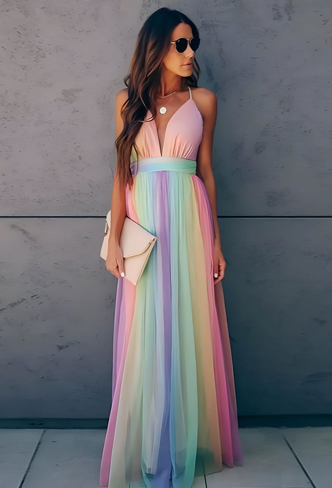 Robe Longue Arc-en-ciel Femme
