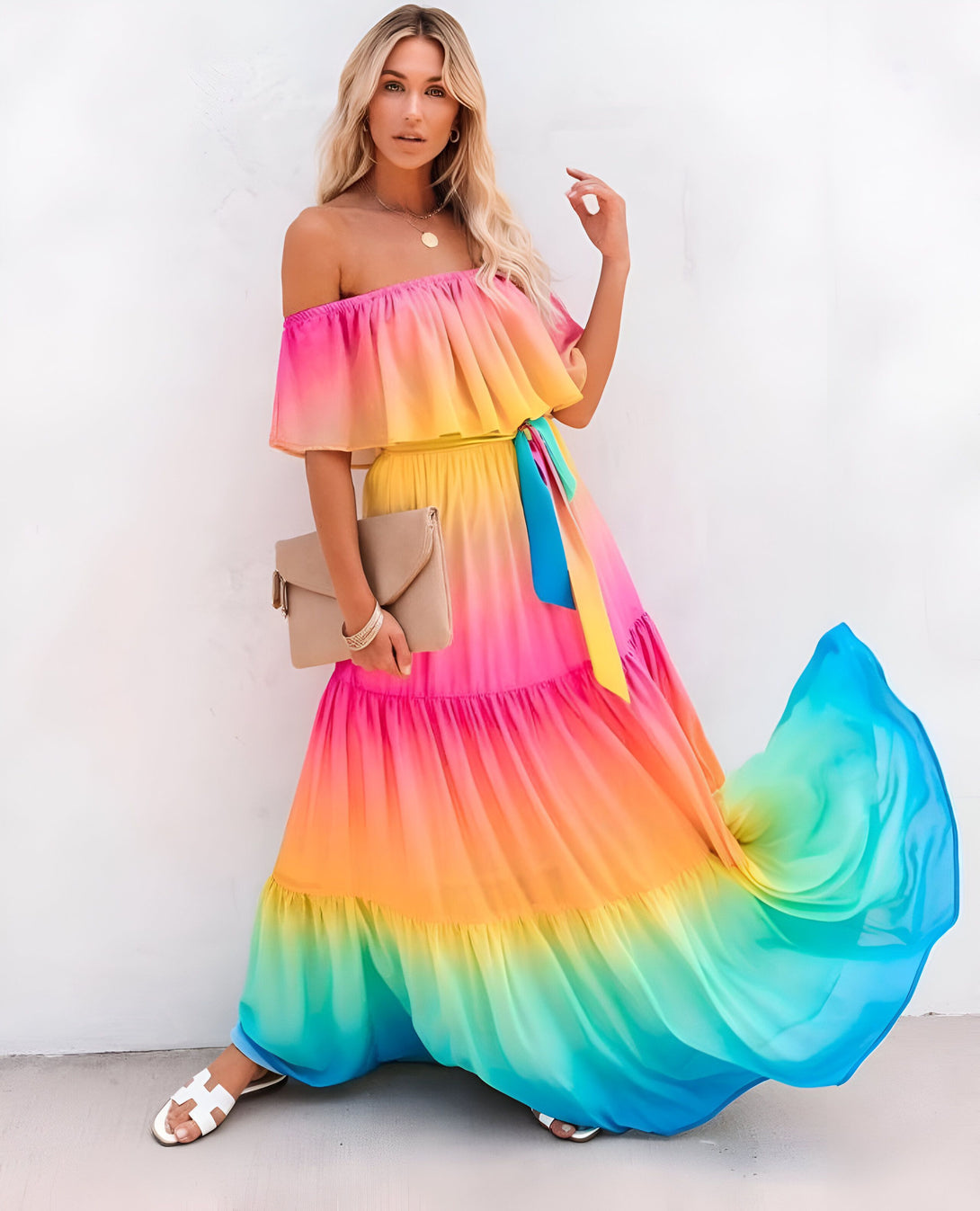 Robe Longue Bohème Arc-en-ciel
