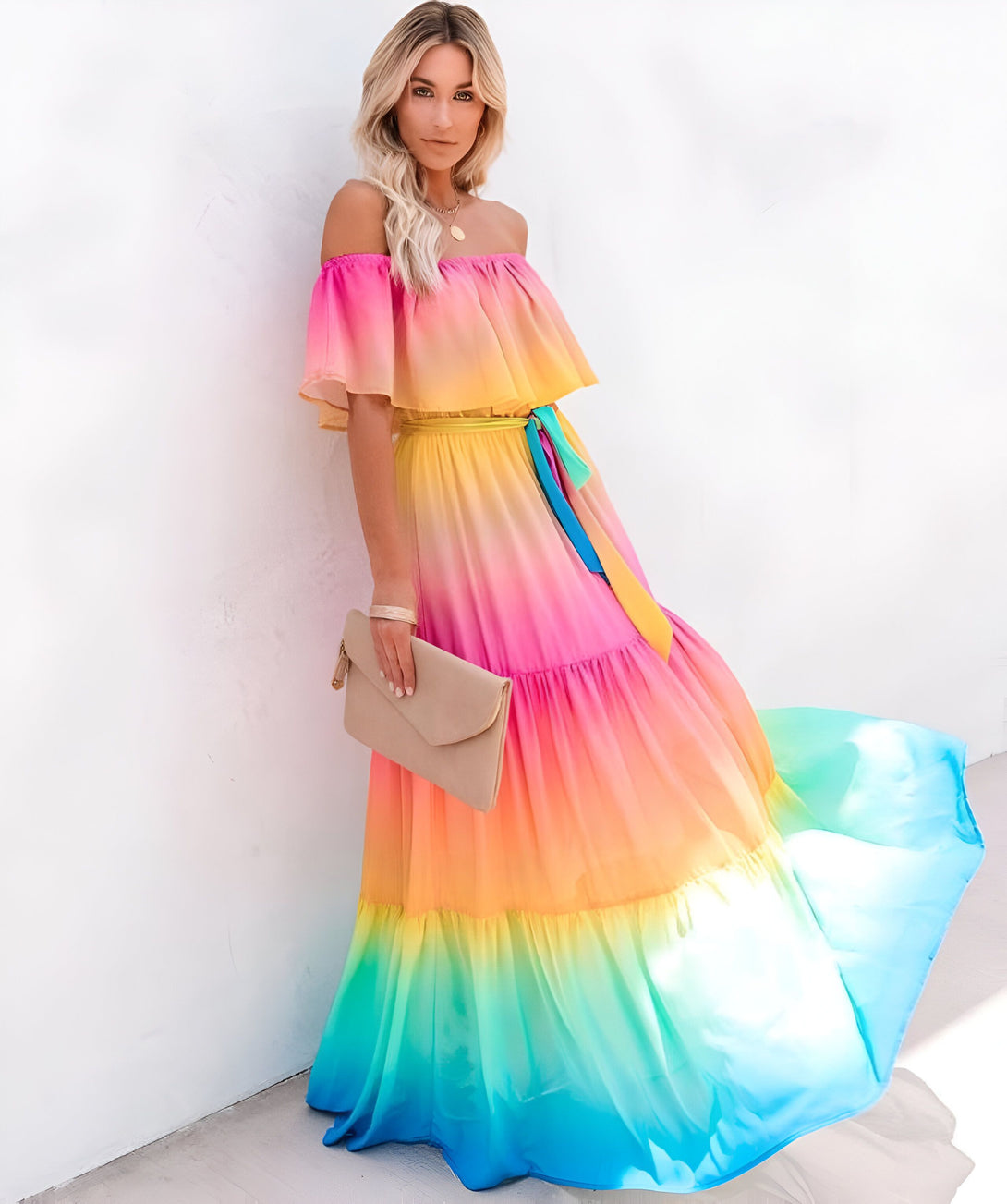 Robe Longue Bohème Arc-en-ciel
