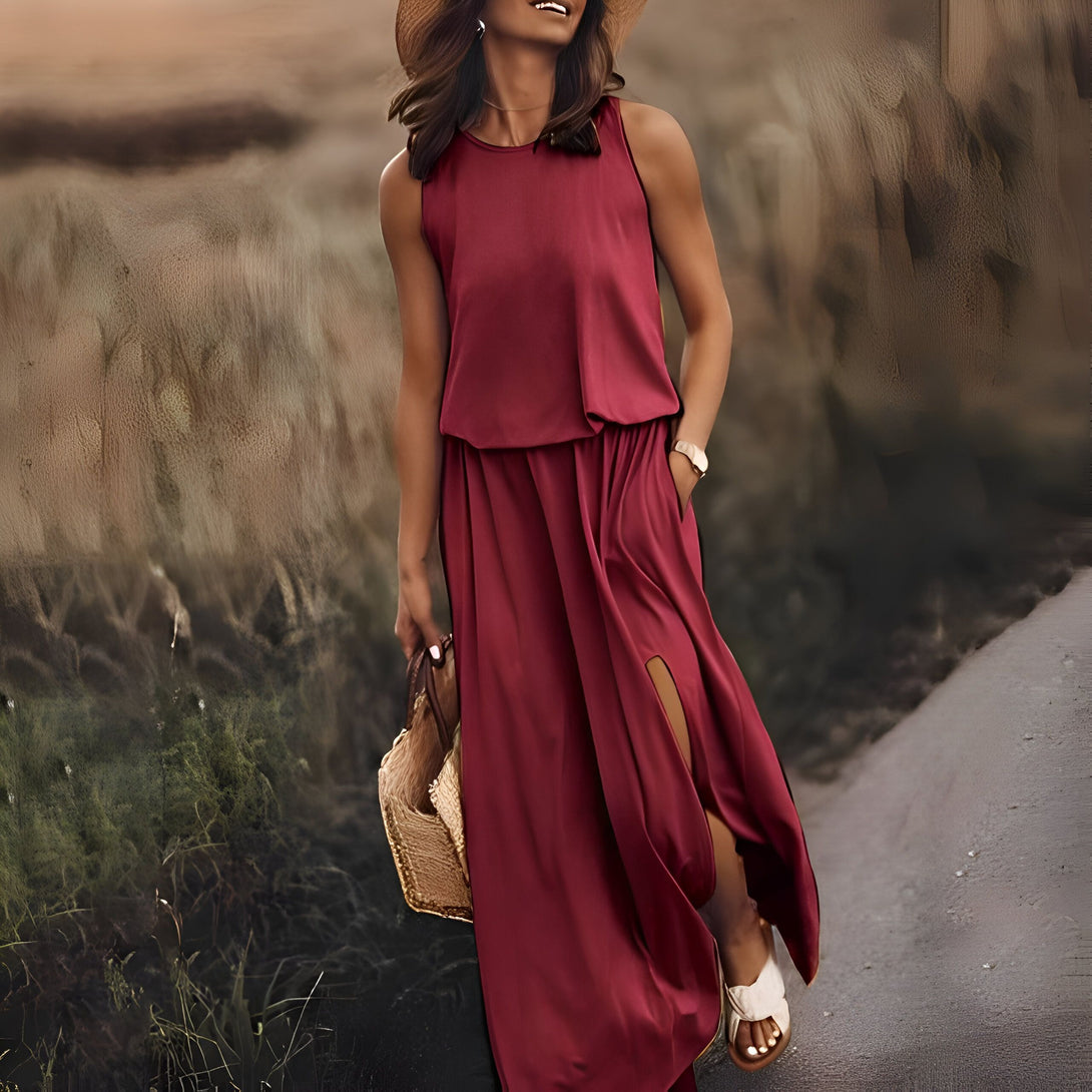 Robe Maxi Femme Été Sans Manches
