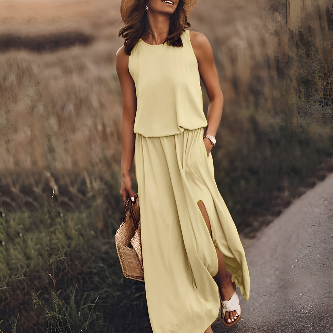 Robe Maxi Femme Été Sans Manches
