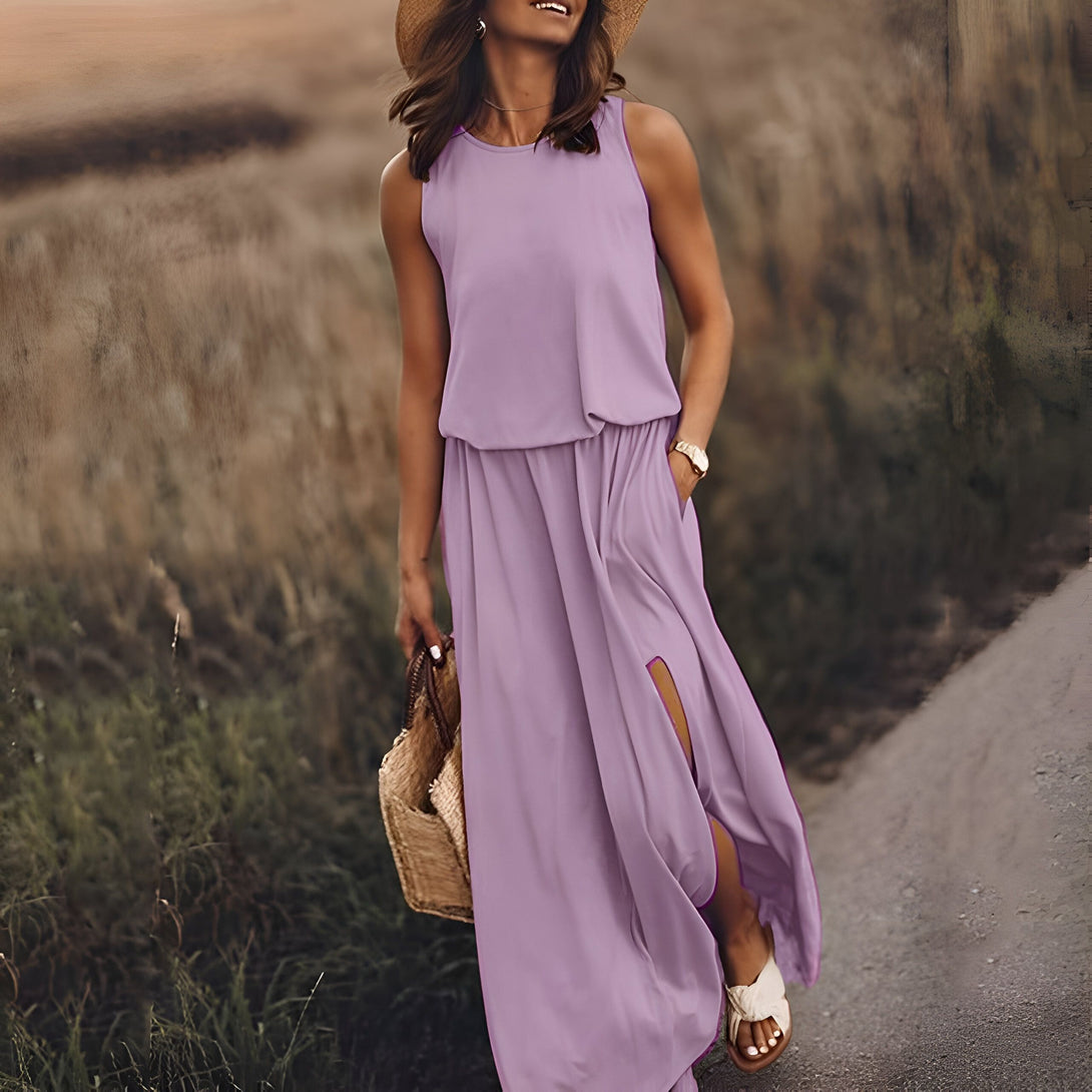 Robe Maxi Femme Été Sans Manches
