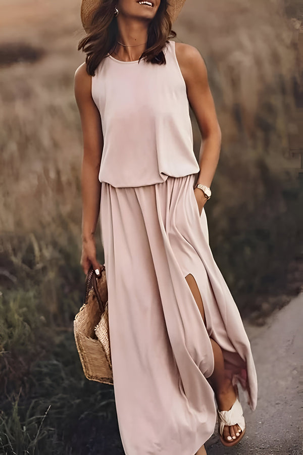 Robe Maxi Femme Été Sans Manches
