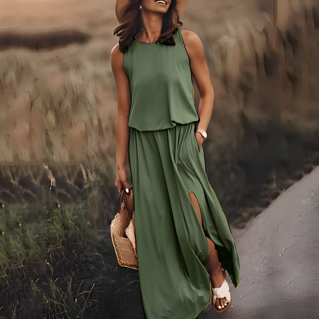 Robe Maxi Femme Été Sans Manches
