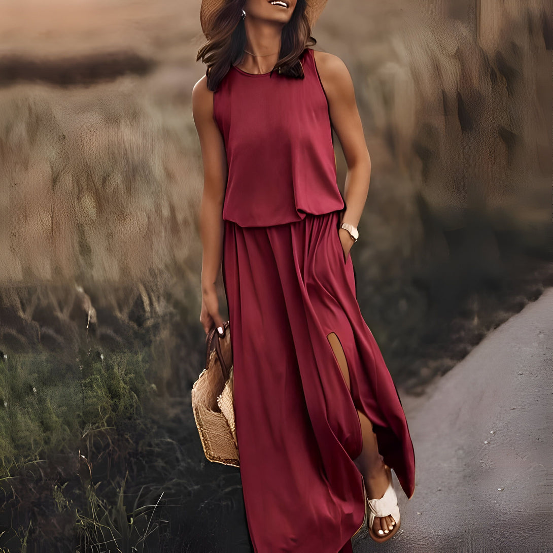 Robe Maxi Femme Été Sans Manches
