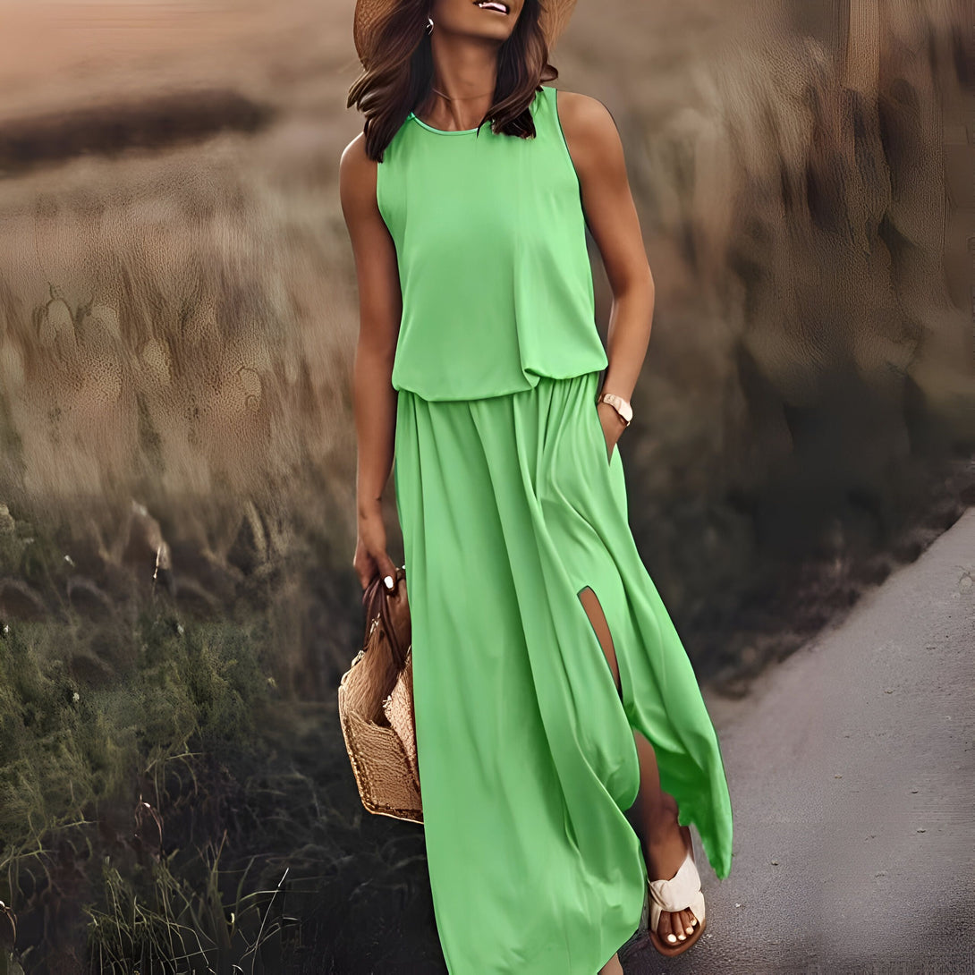 Robe Maxi Femme Été Sans Manches
