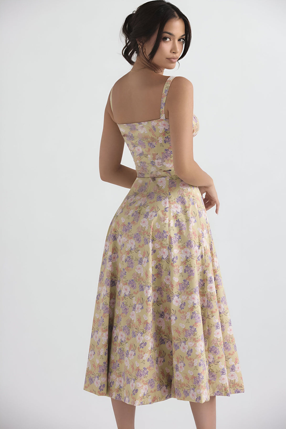 Robe mi-longue corset effet cintré

