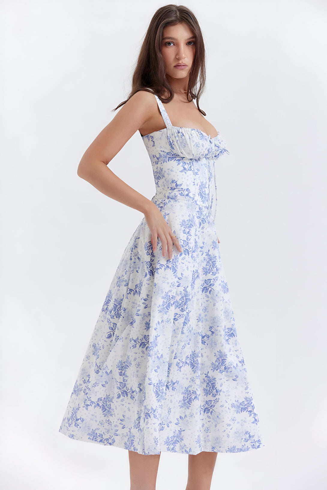 Robe mi-longue corset effet cintré
