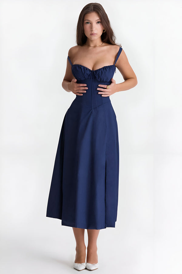 Robe mi-longue corset effet cintré

