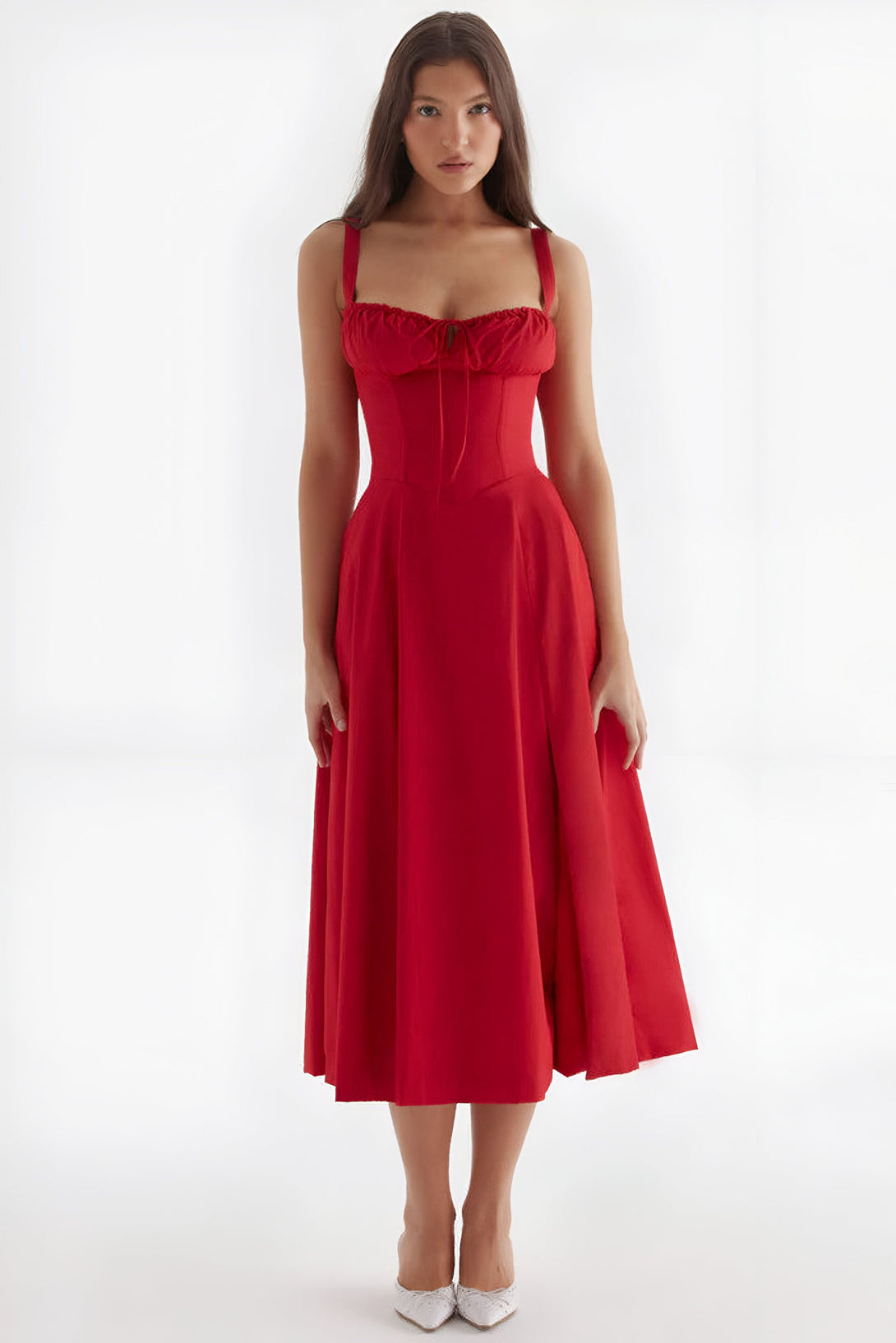 Robe mi-longue corset effet cintré
