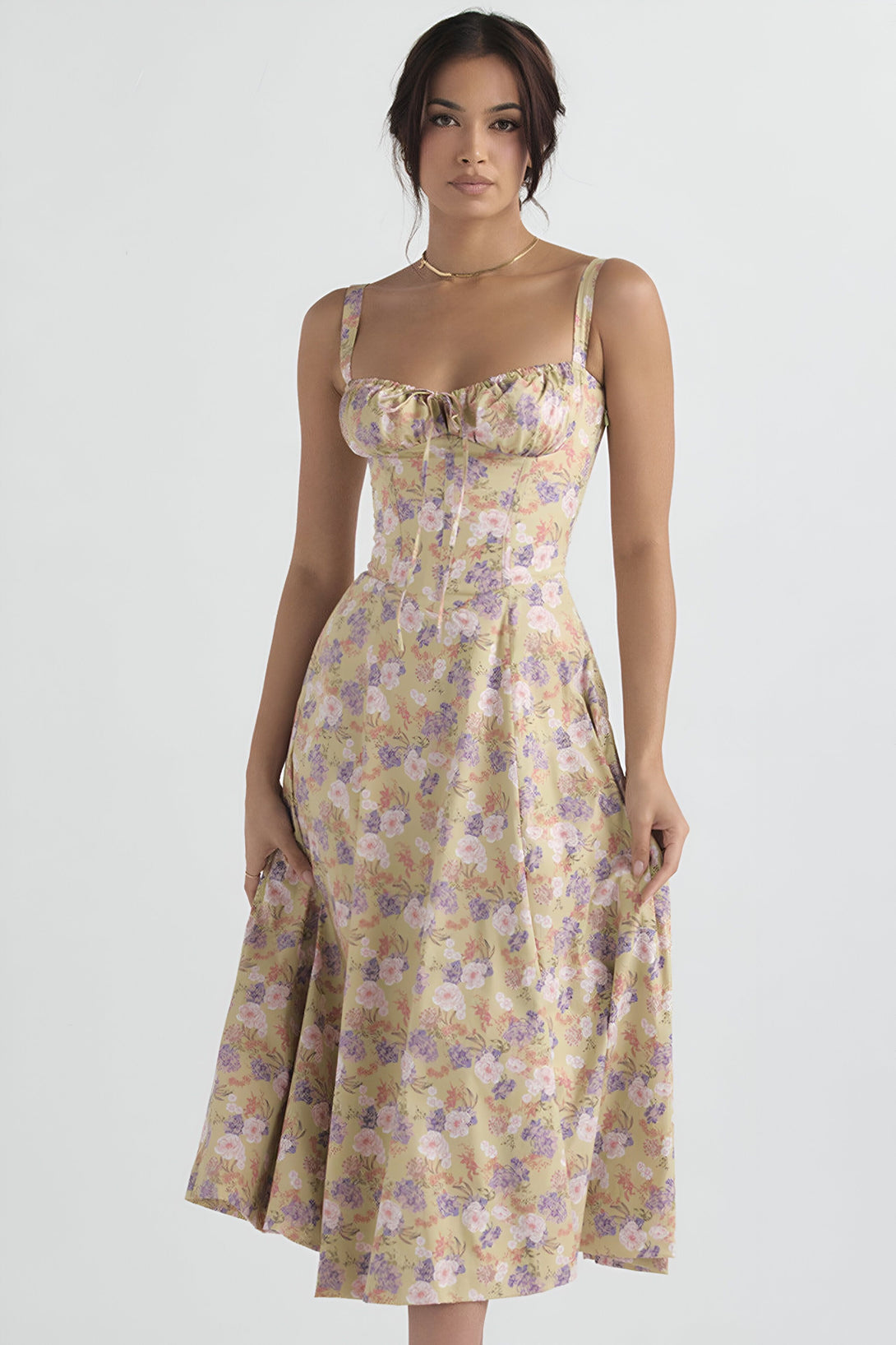 Robe mi-longue corset effet cintré
