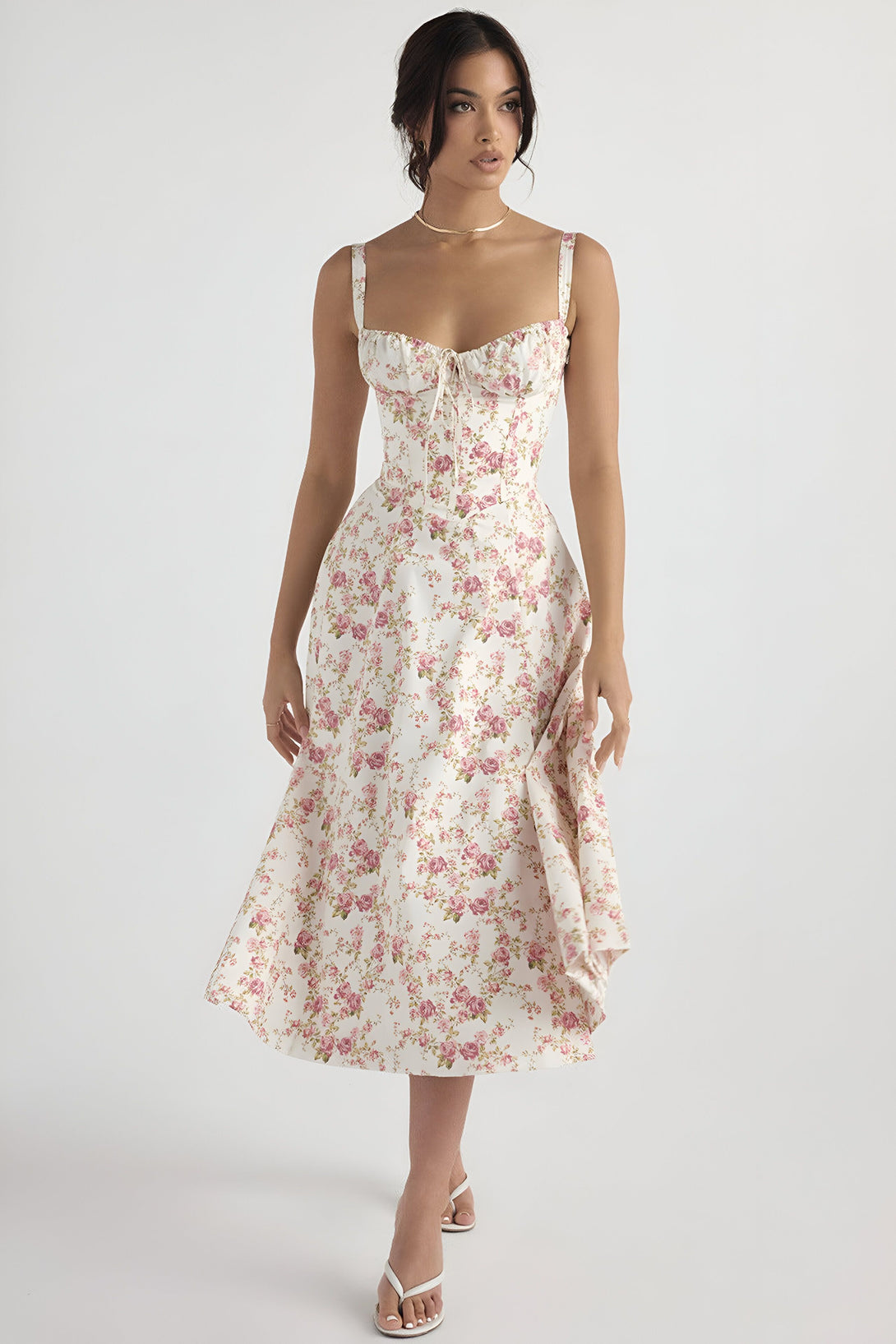 Robe mi-longue corset effet cintré
