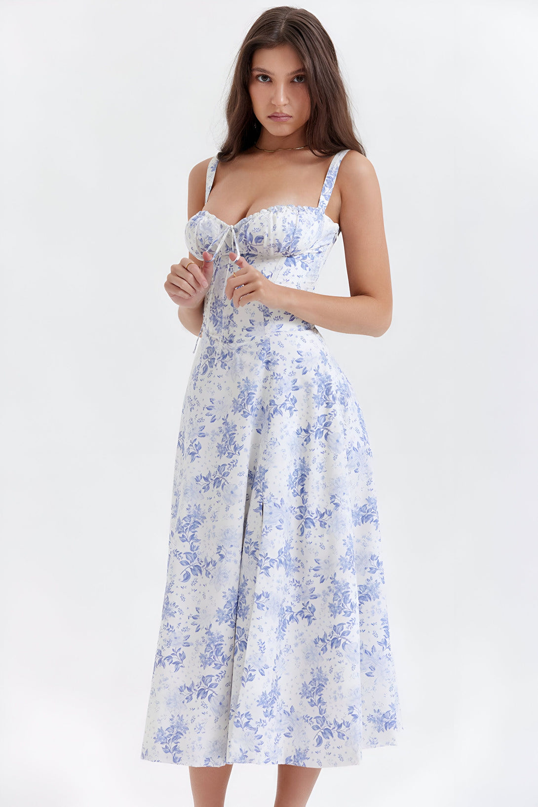 Robe mi-longue corset effet cintré
