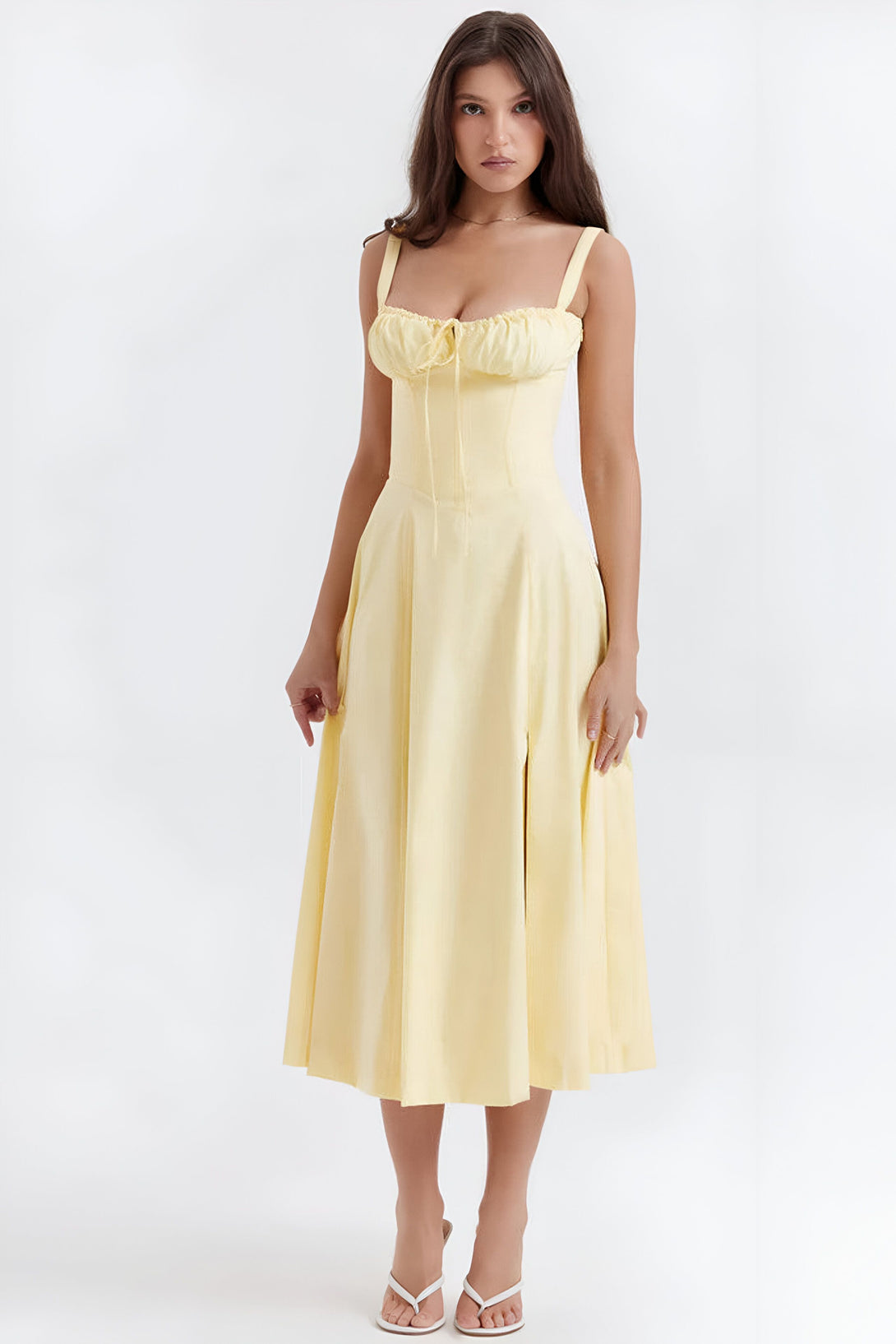 Robe mi-longue corset effet cintré
