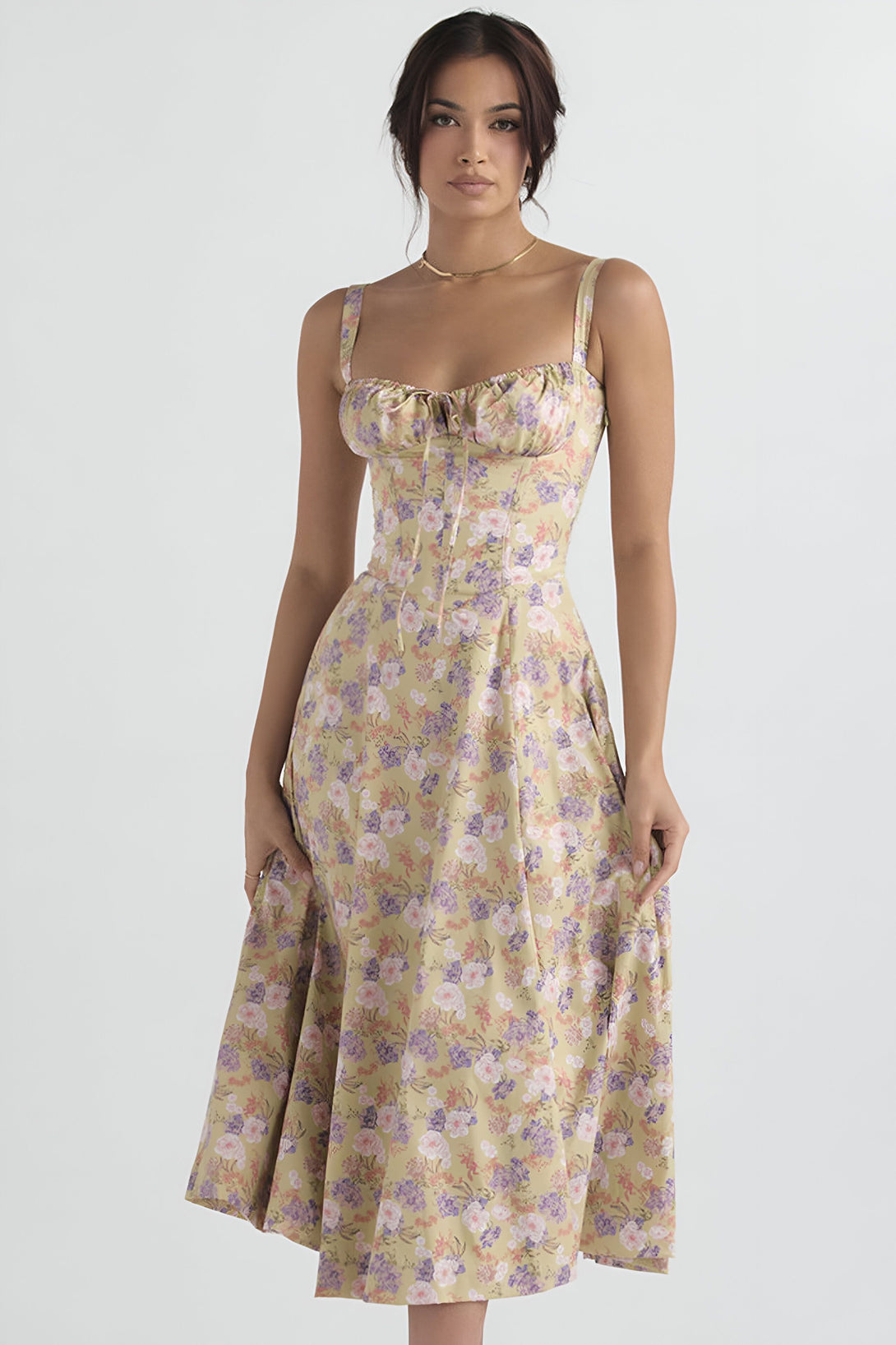 Robe mi-longue corset effet cintré
