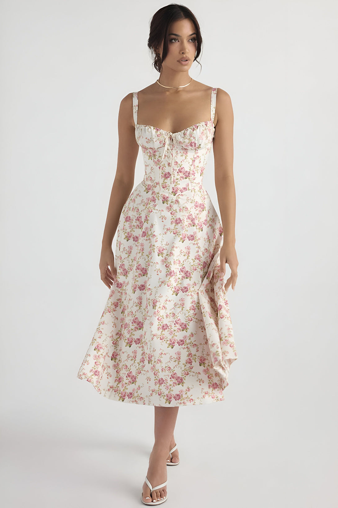 Robe mi-longue corset effet cintré

