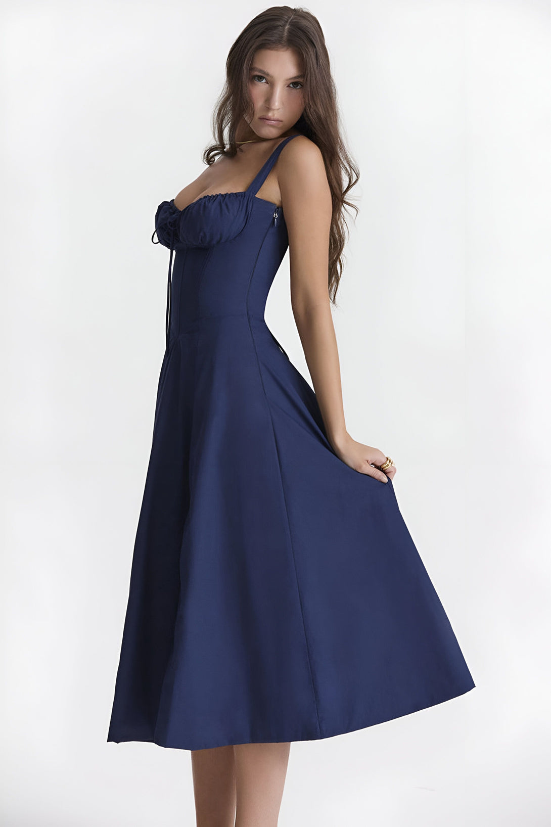 Robe mi-longue corset effet cintré
