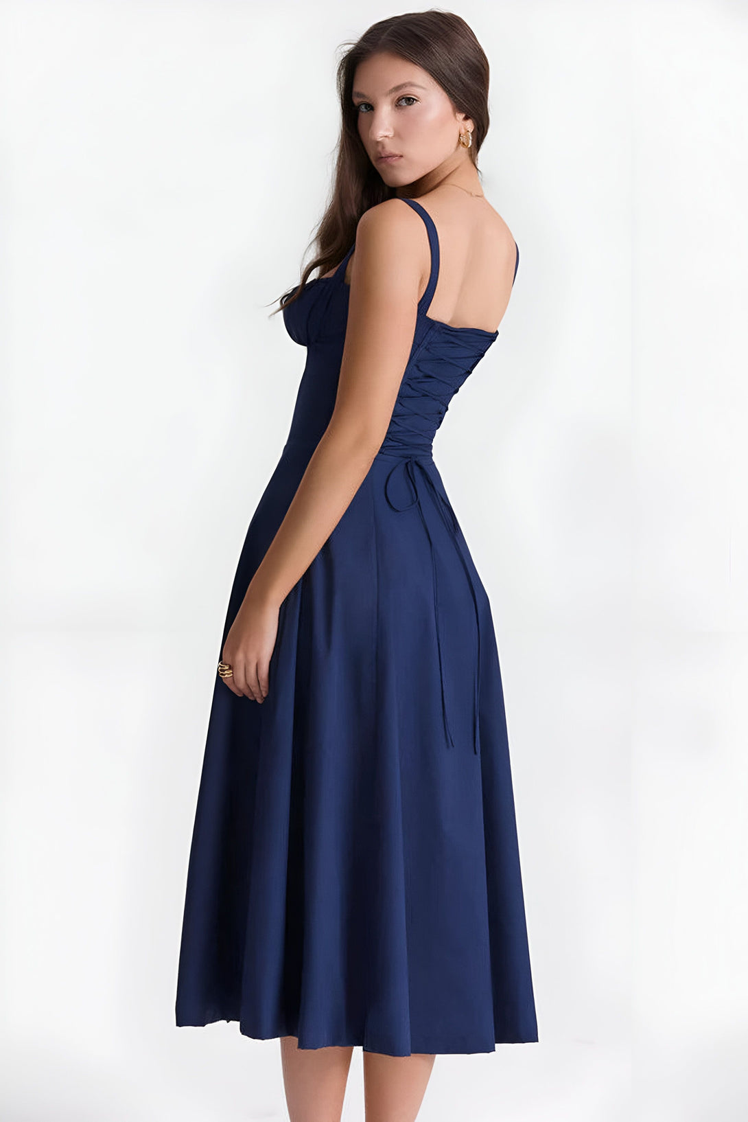 Robe mi-longue corset effet cintré
