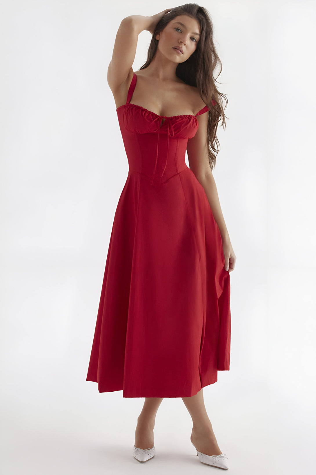 Robe mi-longue corset effet cintré
