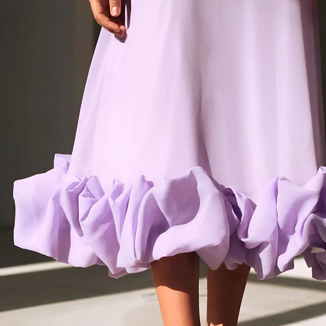 Robe mi-longue été femme col carré
