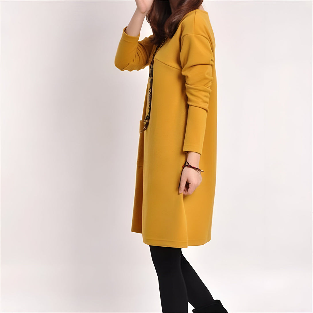 Robe mi-longue évasée femme poche
