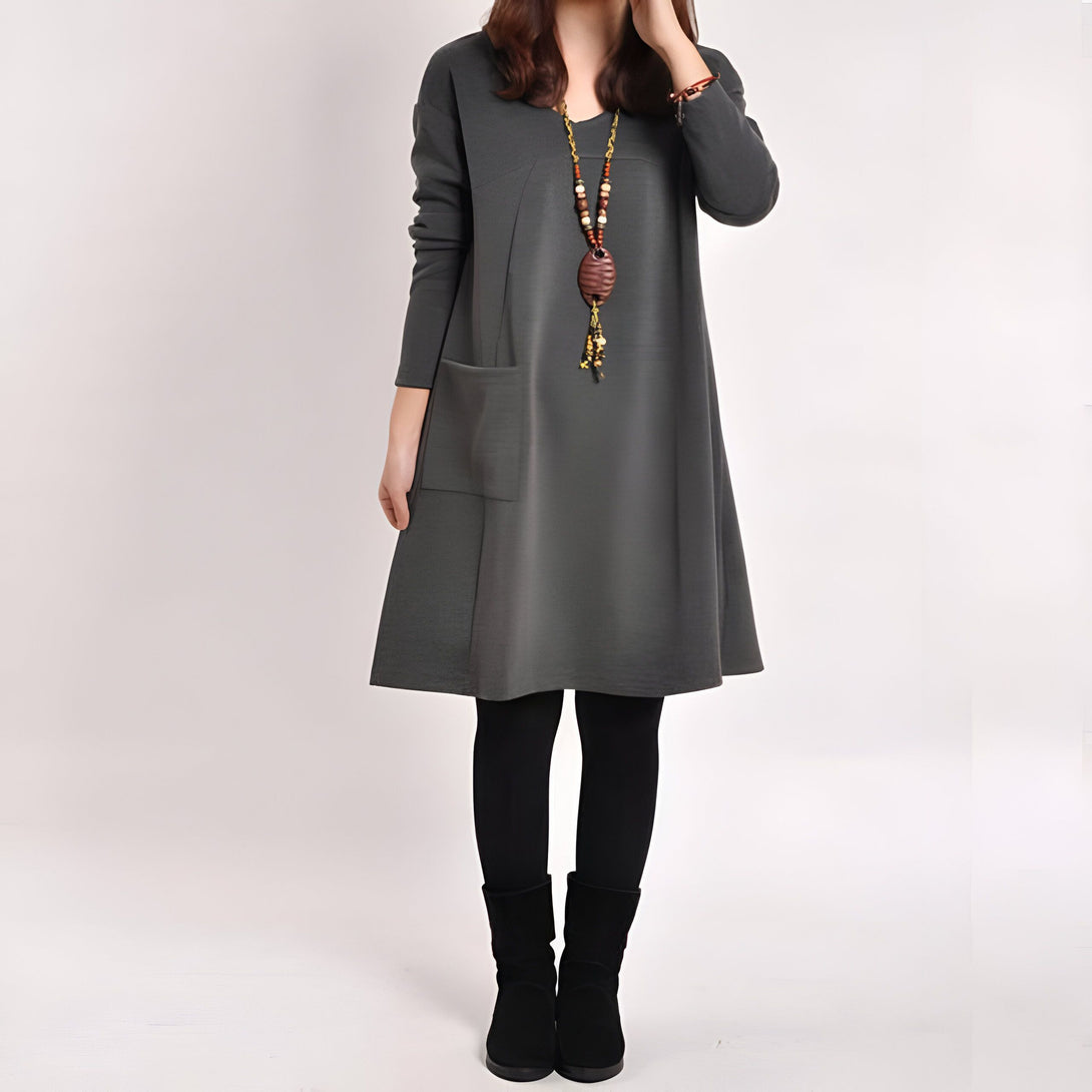 Robe mi-longue évasée femme poche
