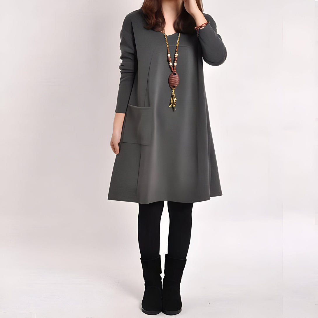 Robe mi-longue évasée femme poche
