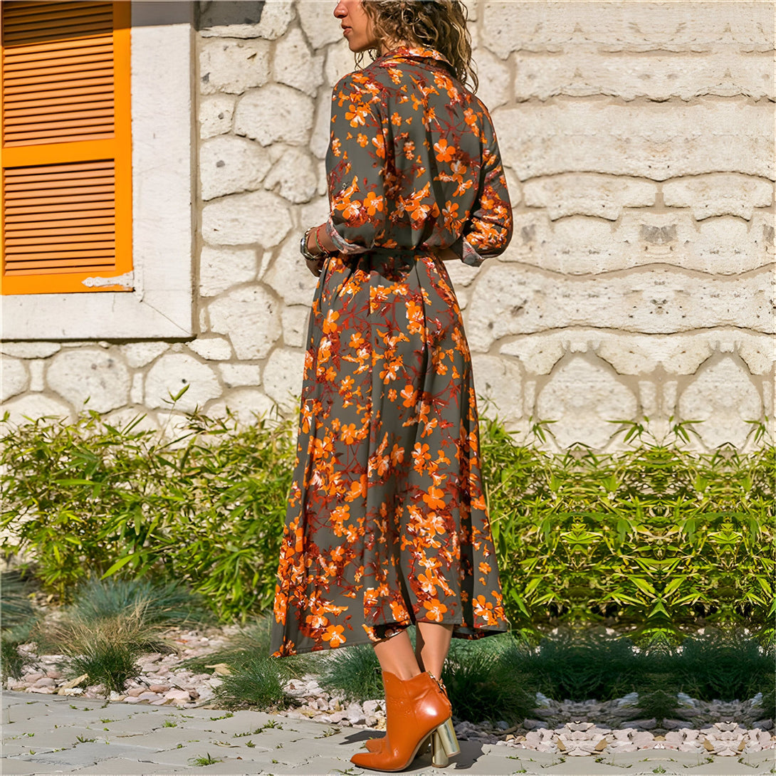 Robe mi-longue fleurie Automne-Hiver
