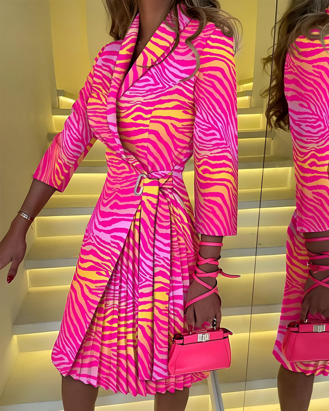 Robe Plissée Cache-Cœur Femme Été
