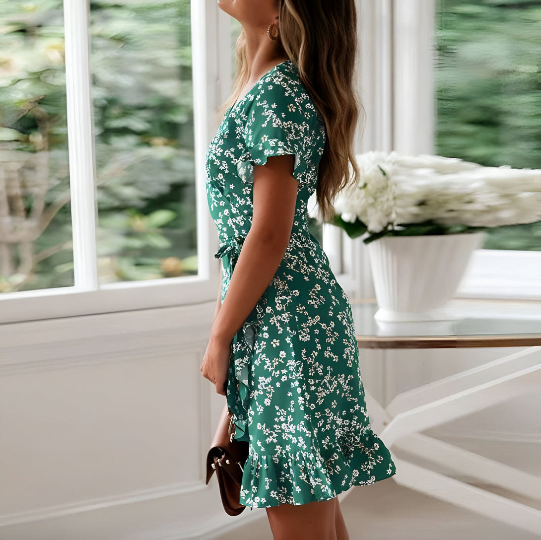 Robe portefeuille fleurie été
