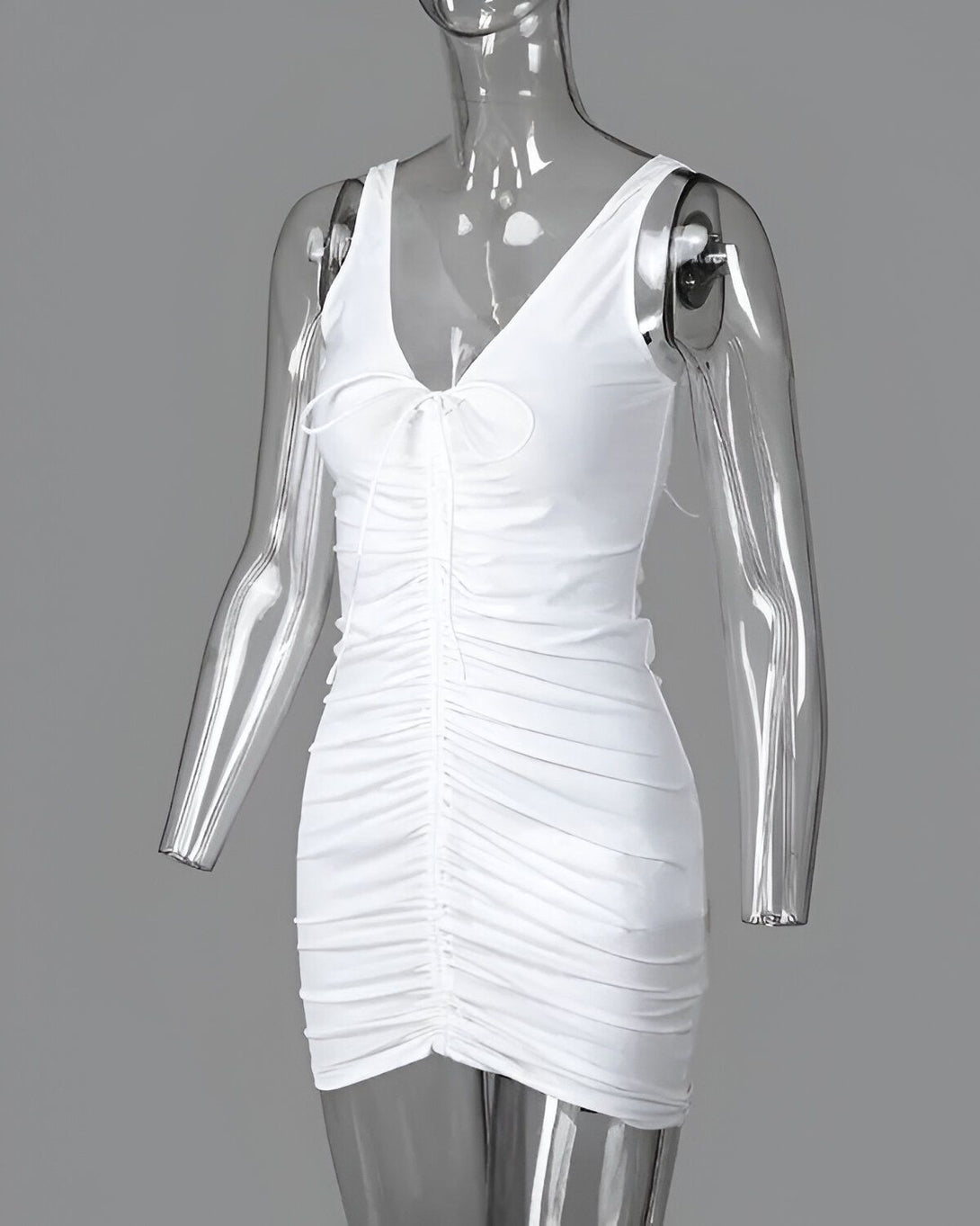 Robe moulante dos nu à col en V et cordon de serrage