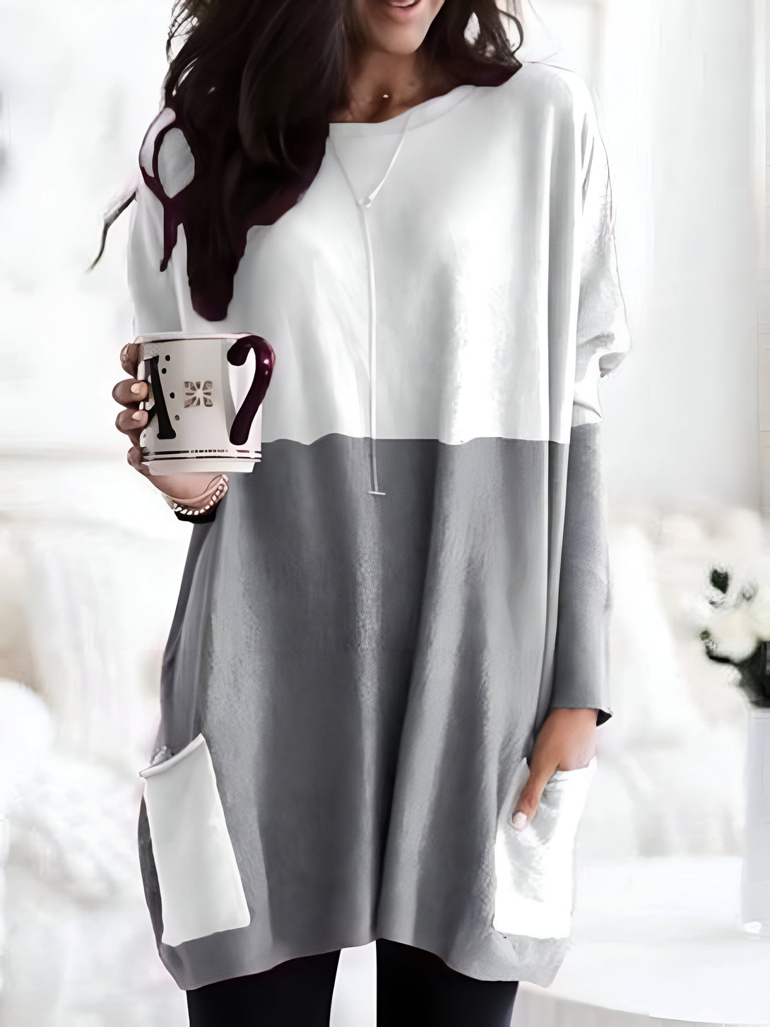 Sweat Femme Col Rond Bicouleur
