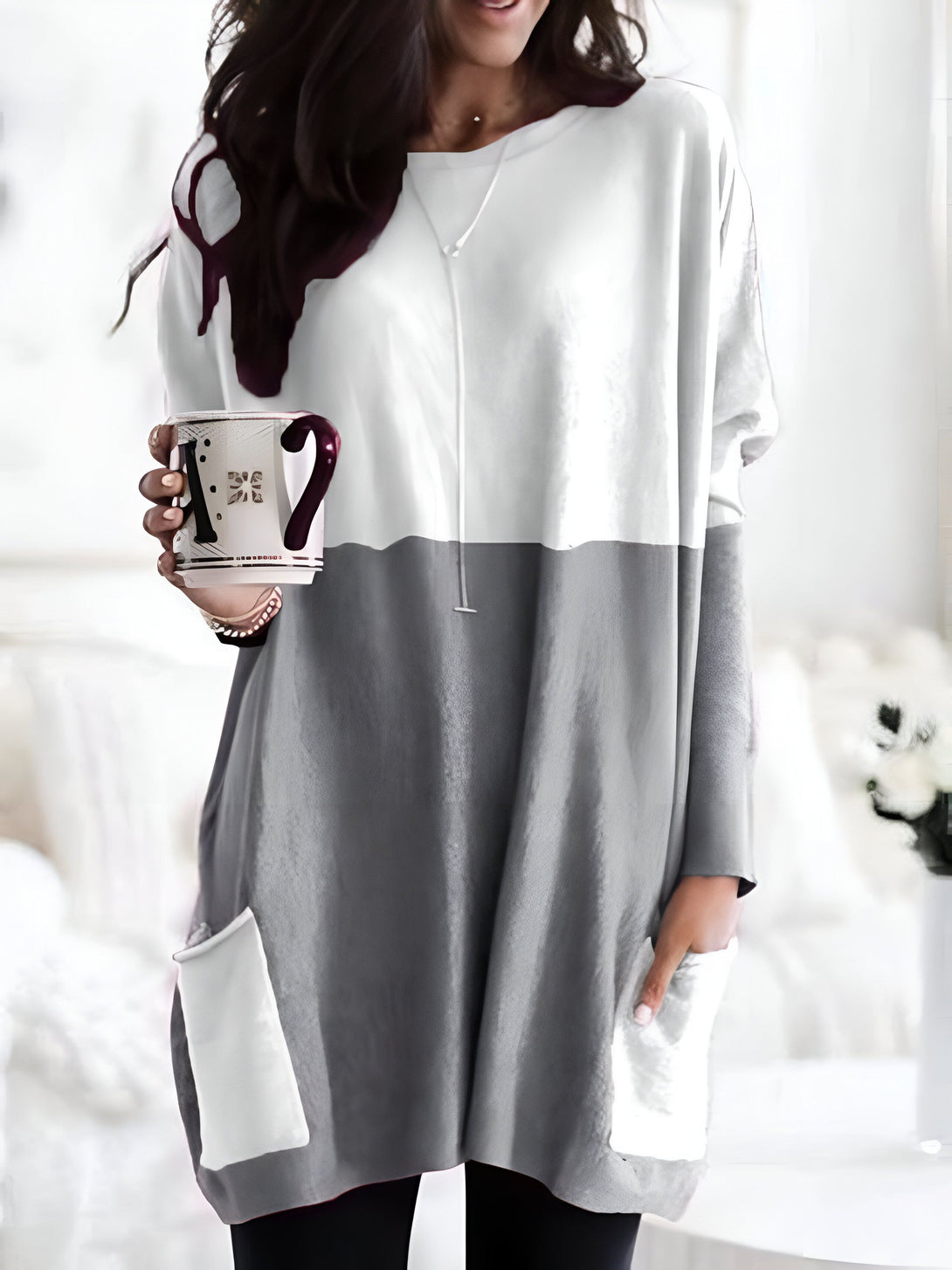 Sweat Femme Col Rond Bicouleur
