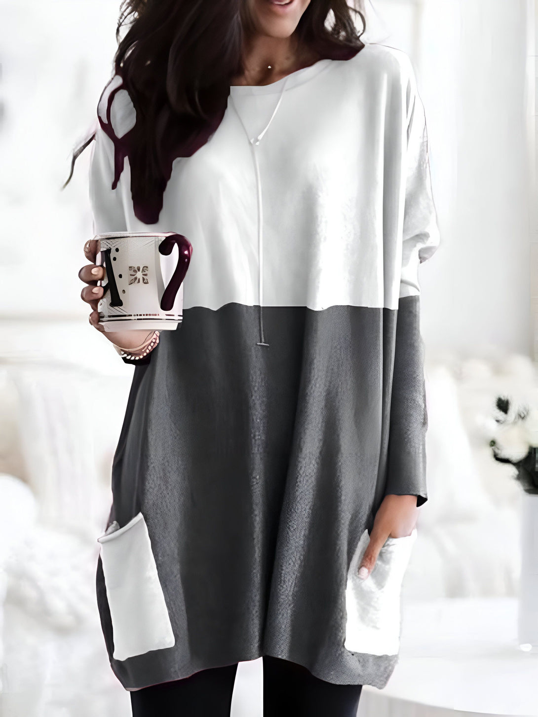 Sweat Femme Col Rond Bicouleur
