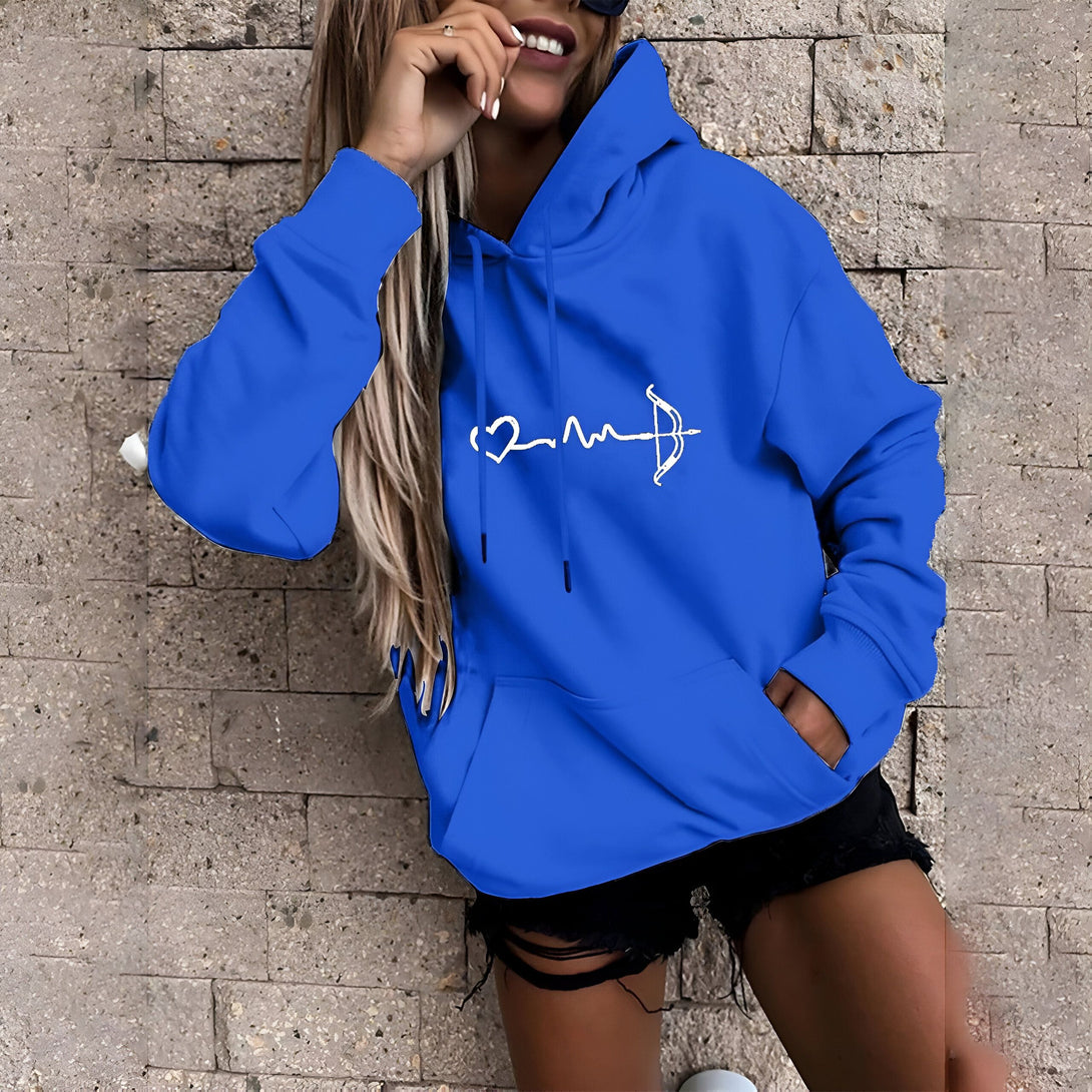 Sweat-shirt à Capuche Femme - Imprimé Coeur & Flèche
