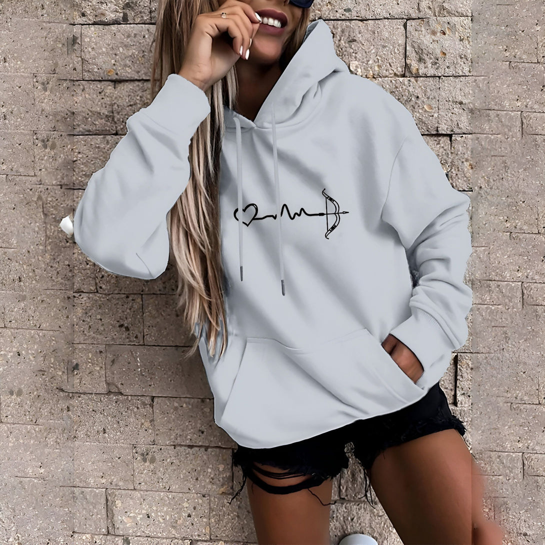 Sweat-shirt à Capuche Femme - Imprimé Coeur & Flèche
