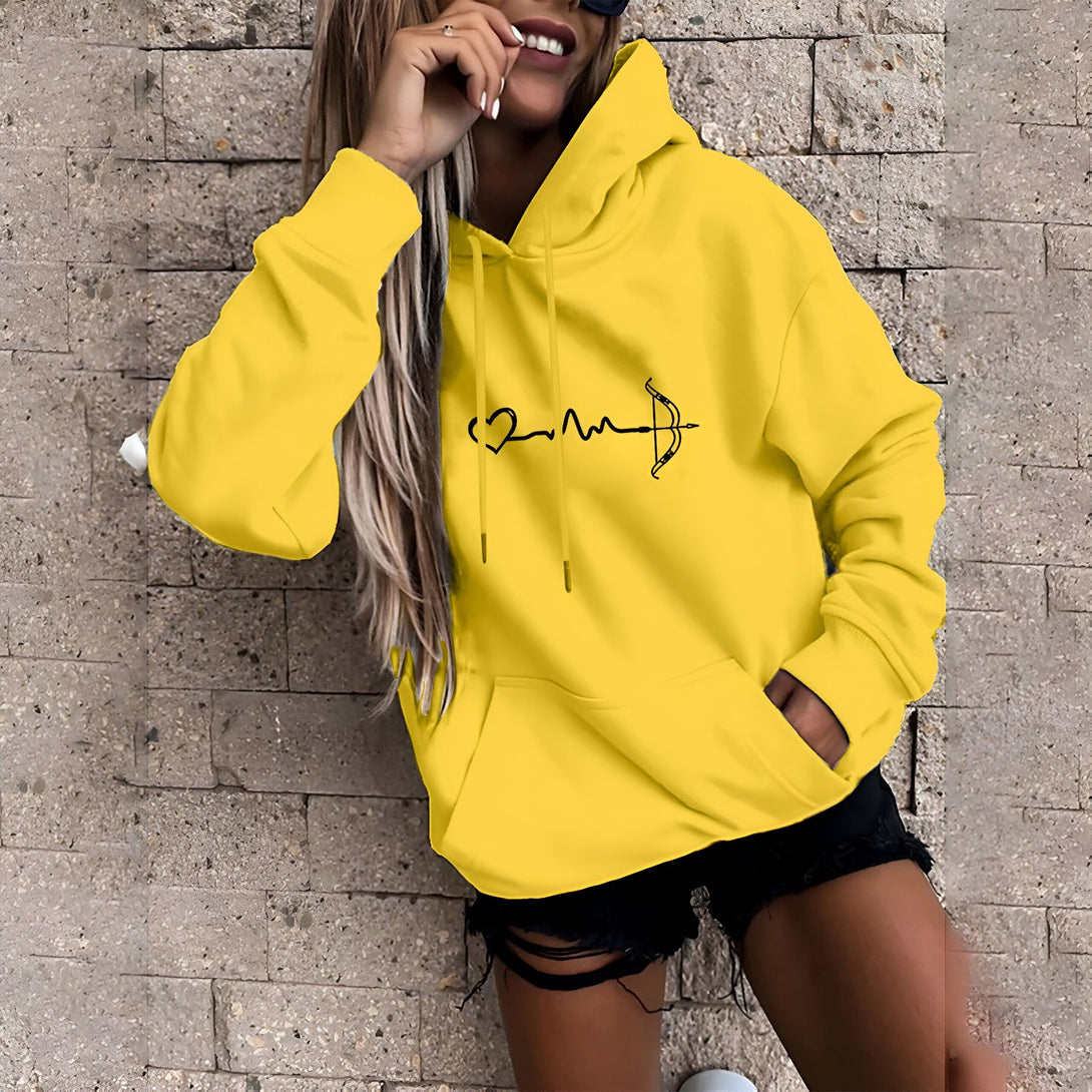 Sweat-shirt à Capuche Femme - Imprimé Coeur & Flèche
