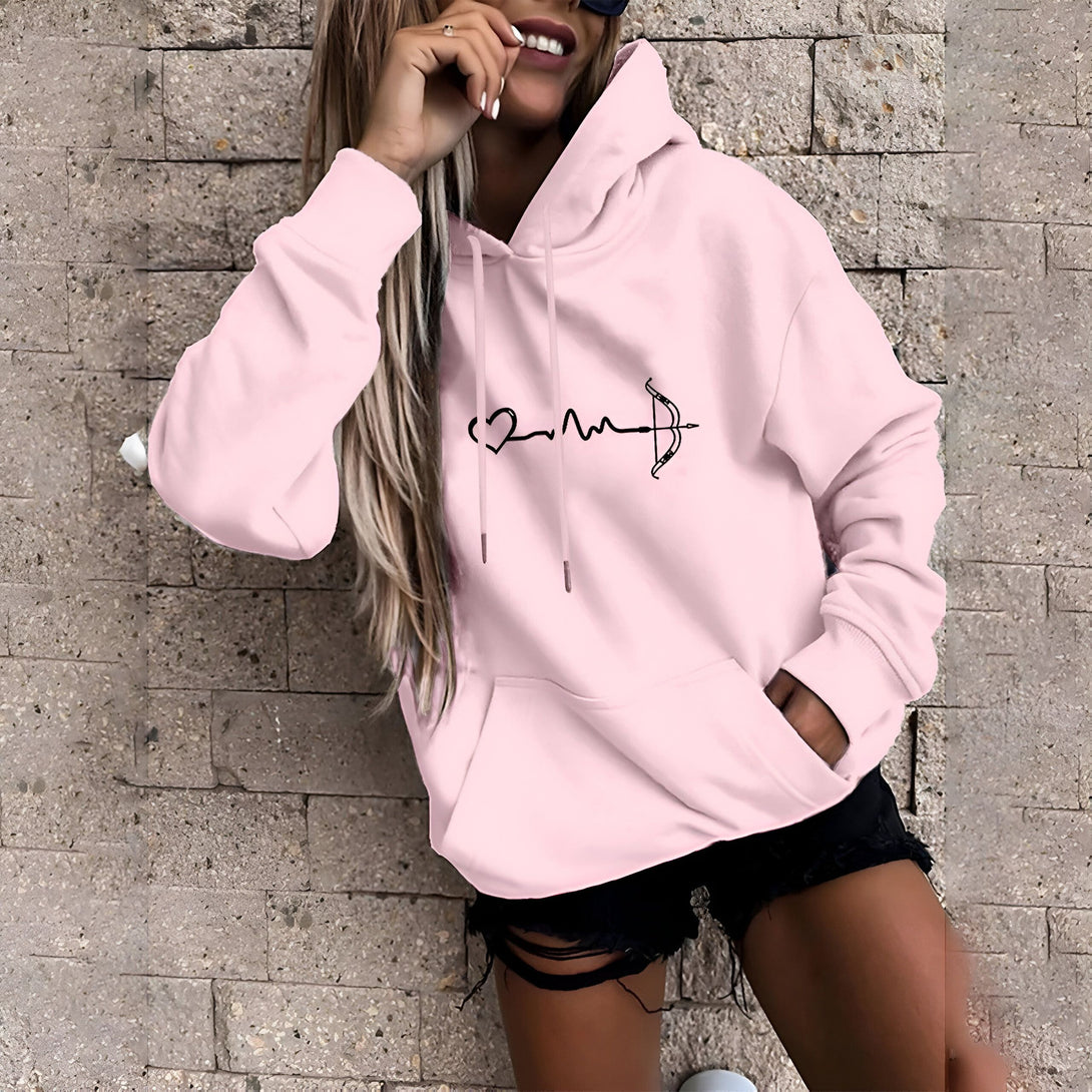 Sweat-shirt à Capuche Femme - Imprimé Coeur & Flèche
